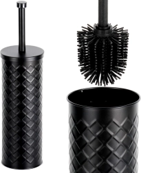 Brosse WC en silicone avec support métallique, noir 38 × 10 cm VILDE