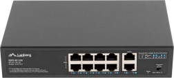 LANBERG 8-port PoE+ switch 10/100 Mb/s with 2× gigabit uplink, rack-mountable