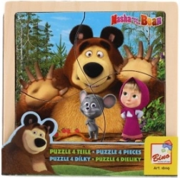 Puzzle en bois avec souris Masha et l'Ours 15cm