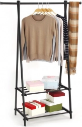 Metall-Kleiderständer mit 2 Ablagen, schwarz MODERNHOME