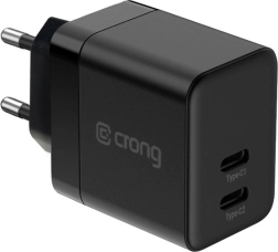 Ultra-compact gan wall charger 2× usb‑c 35 w pd 3.0 with pps, black