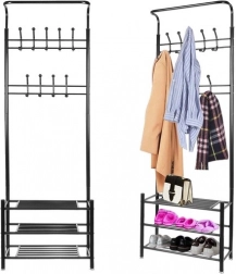 Standgarderobe mit Kleiderstange und Schuhregalen