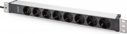Rack PDU strip 19" with 8 Schuko outlets, IEC C20 input, 16 A, 230 V, 2 m cable, aluminum design