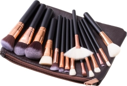Set Make-up Pinsel 15 St. mit Etui - braun