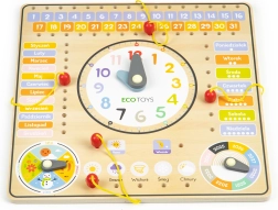 Holz-Lerntafel - Kalender und Uhr