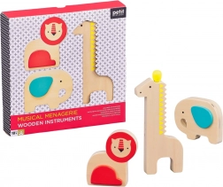 Petit Collage ménagerie musicale – instruments de musique en bois pour enfants, 3 pièces