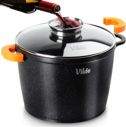 Granieten pan met glazen deksel TERRUNA AROMA 24 cm, 6,7 l