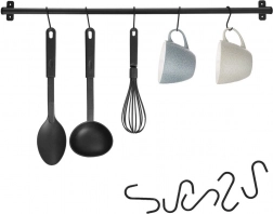 Schwarze Metall-Küchenreling RADKA 78,5 cm