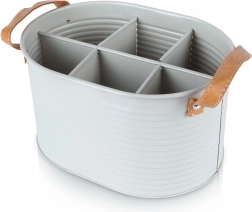 Metal bottle carrier, grey, 6 compartments