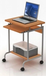 Kompakter Computertisch mit ausziehbarer Tastaturablage, Buche