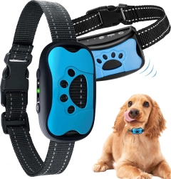 Electronic anti-bark training collar for dogs, waterproof and rechargeable