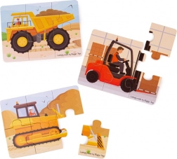 Puzzle 3-in-1 Construction Machines by Bigjigs Toys