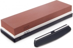 Dubbelzijdige slijpsteen voor messen 18,5 × 6 × 3 cm met geleideclip