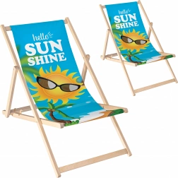 Set of 2 foldable wooden beach and garden loungers, adjustable