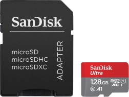 SanDisk Ultra microSDXC Speicherkarte 128 GB A1 140 MB/s + SD-Adapter