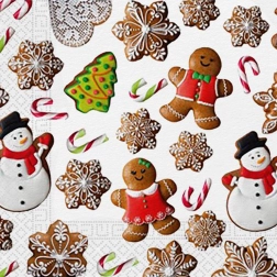 Kerstservetten Peperkoekjes, 3-laags 33 × 33 cm