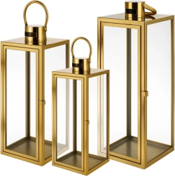 Goldene Glaslaternen Ruhhy 3 Stk. (63/49/38 cm)