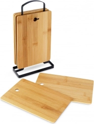 bamboo cutting boards with stand 22 × 14 cm, 6 pcs