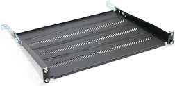 Verstellbares perforiertes 1U-Regal für 19"-Rack, 483 × 350 mm, schwarz