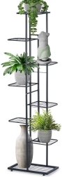 Support de plantes en métal à 8 niveaux 142 cm – noir