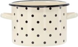 Enamel pot 3 l 18 cm white with polka dots
