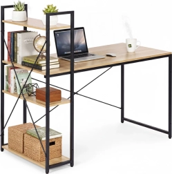 Bureau d’écriture 120 × 60 cm avec étagère et 3 rayons style loft ModernHome