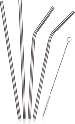 Set de pailles en acier inoxydable avec brosse de nettoyage - 4 pièces