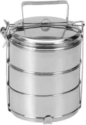 Gamelle empilable en inox 16 cm, 3 pièces avec fermeture à clip