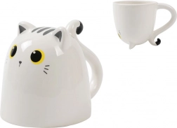 Tasse mit weißer Katze Up & Down
