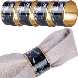 Metall-Serviettenringe mit schwarzem Marmor-Effekt, 4 Stk., Durchmesser 4,5 cm