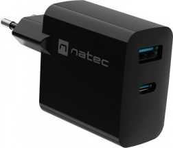 netlader Natec Ribera GaN 1x USB-A + 1x USB-C 65W zwart
