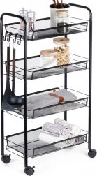 Metal rolling storage rack, 4-tier, black Vilde