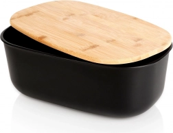 Brotkasten mit Bambusdeckel, schwarz 39 × 23,5 × 15,5 cm VILDE