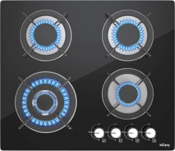Iseasy gas kookplaat met glazen oppervlak, 4 branders