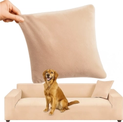 Ruhhy elastische velours hoes voor hoekbank beige 190–230 cm - 1 stuk