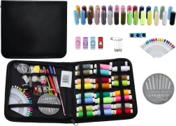 Pocket sewing kit with organizer in a case