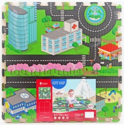 Weiche Schaumstoff-Puzzle Stadt für den Boden 118 × 118 cm