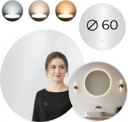 Rundes LED-Badezimmerspiegel 60 cm mit Touch-Schalter und 3 Lichtfarben MODERNHOME