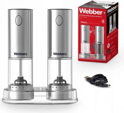 Elektrische Salz- und Pfeffermühlen USB‑C, 2er‑Set mit einstellbarem Mahlgrad und LED‑Licht