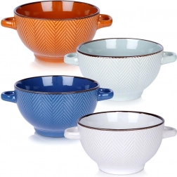 Set aus Keramikschalen mit seitlichen Griffen 620 ml, 4 Stück