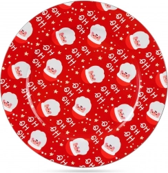 Roter Platzteller-Untersetzer mit Santa-Motiv, 33 cm