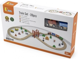 Circuit de train en bois 39 pcs