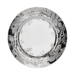 Sous-assiette ronde de fête 33 cm, argentée - 1 pièce