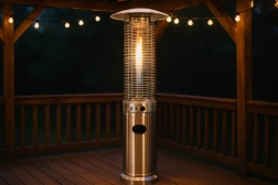 Chauffage de terrasse à gaz en acier inoxydable de 180 cm avec housse