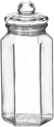 Sechseckige Glasdose 1,2 l mit Glasdeckel