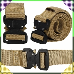 Tactical nylon belt with quick-release buckle, brown, 120 cm