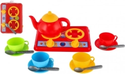 Plastic kids’ cooker with kettle and tableware, 22 × 16 cm