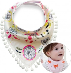 Children's scarf with pompoms - dreamcatcher