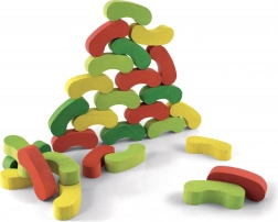 Jeujura Color Beans – Wooden Balancing Game, 60 Pieces