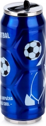 Thermobecher in Dosenform mit Fußballmotiv, blau 500 ml